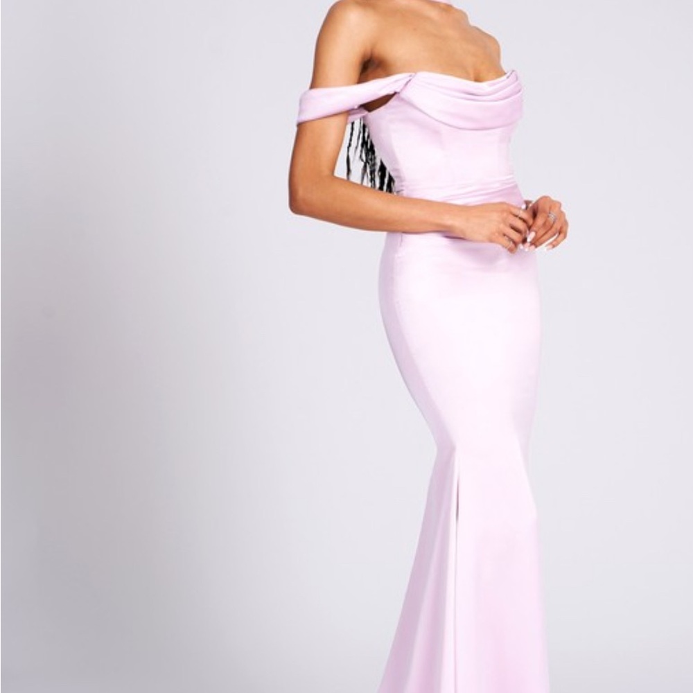 Pink Off-Shoulder Sleeveless Gown for Prom